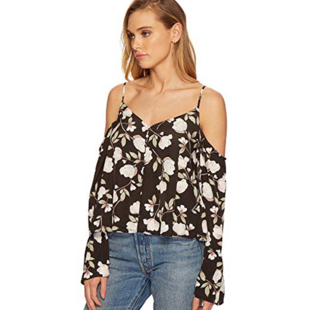 J.O.A Black Floral Top